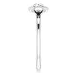14K Gold Round Natural Diamond Halo-Style Ring - White Gold - view 9