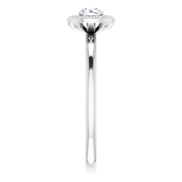 14K Gold Round Natural Diamond Halo-Style Ring - White Gold - view 9
