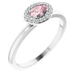 Platinum Oval Natural Morganite & Natural Diamond Halo-Style Ring