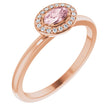 14K Gold Oval Natural Morganite & Natural Diamond Halo-Style Ring - Rose Gold