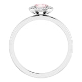 14K Gold Oval Natural Morganite & Natural Diamond Halo-Style Ring - White Gold - view 2