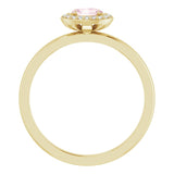 14K Gold Oval Natural Morganite & Natural Diamond Halo-Style Ring - Yellow Gold - view 2
