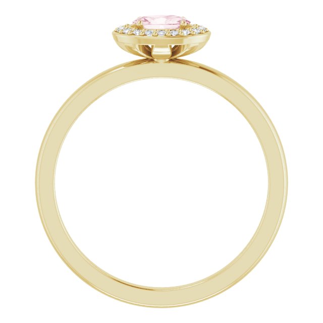 14K Gold Oval Natural Morganite & Natural Diamond Halo-Style Ring - Yellow Gold - view 2
