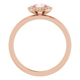 14K Gold Oval Natural Morganite & Natural Diamond Halo-Style Ring - Rose Gold - view 2