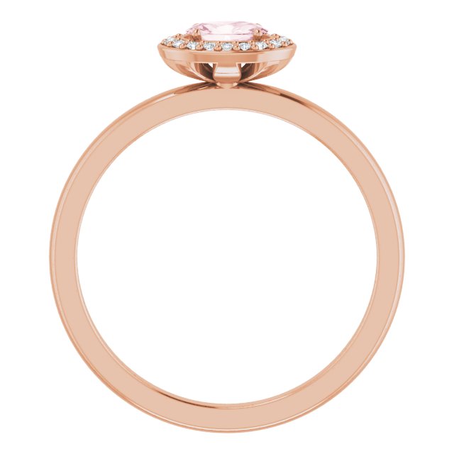 14K Gold Oval Natural Morganite & Natural Diamond Halo-Style Ring - Rose Gold - view 2