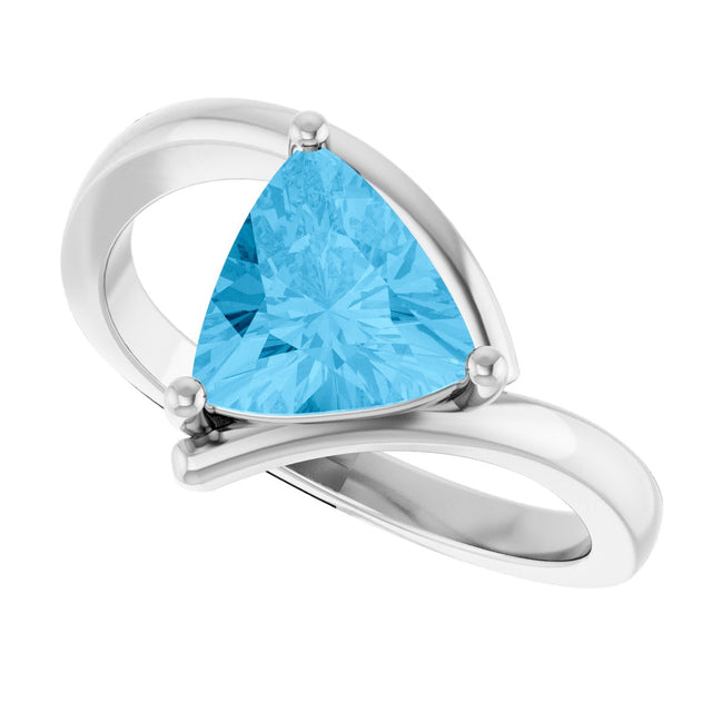 14K Gold Trillion Natural Swiss Blue Topaz Bypass Ring - White Gold - view 5