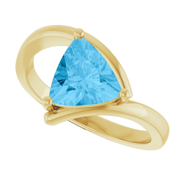 14K Gold Trillion Natural Swiss Blue Topaz Bypass Ring - Yellow Gold - view 5