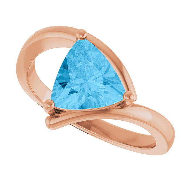 14K Gold Trillion Natural Swiss Blue Topaz Bypass Ring - Rose Gold - view 5