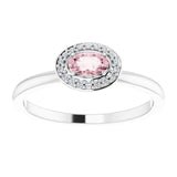 Platinum Oval Natural Morganite & Natural Diamond Halo-Style Ring - view 3