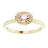 14K Gold Oval Natural Morganite & Natural Diamond Halo-Style Ring - Yellow Gold - view 3