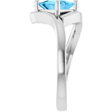 14K Gold Trillion Natural Swiss Blue Topaz Bypass Ring - White Gold - view 4