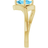 14K Gold Trillion Natural Swiss Blue Topaz Bypass Ring - Yellow Gold - view 4