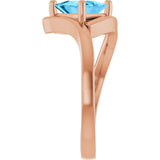 14K Gold Trillion Natural Swiss Blue Topaz Bypass Ring - Rose Gold - view 4