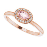 14K Gold Oval Natural Morganite & Natural Diamond Halo-Style Ring - Rose Gold - view 5