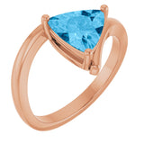 14K Gold Trillion Natural Swiss Blue Topaz Bypass Ring - Rose Gold