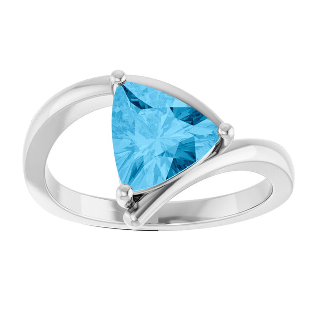 14K Gold Trillion Natural Swiss Blue Topaz Bypass Ring - White Gold - view 3