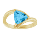 14K Gold Trillion Natural Swiss Blue Topaz Bypass Ring - Yellow Gold - view 3