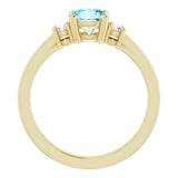 14K Gold Round Natural Blue Zircon & Natural Diamond Accented Ring - Yellow Gold - view 2