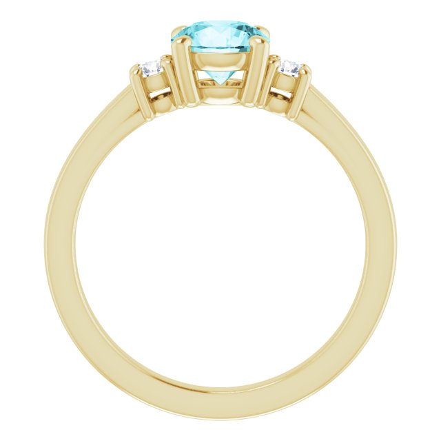 14K Gold Round Natural Blue Zircon & Natural Diamond Accented Ring - Yellow Gold - view 2