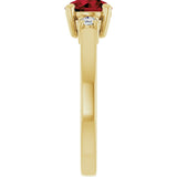14K Gold Round Natural Mozambique Garnet Accented Ring - Yellow Gold - view 4