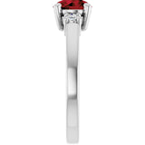 14K Gold Round Natural Mozambique Garnet Accented Ring - White Gold - view 4