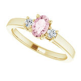 14K Gold Oval Natural Pink Morganite & Natural Diamond Accented Ring – 6x4mm - Yellow Gold - view 5