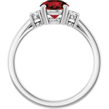 14K Gold Round Natural Mozambique Garnet Accented Ring - White Gold - view 2