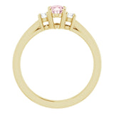 14K Gold Oval Natural Pink Morganite & Natural Diamond Accented Ring – 6x4mm - Yellow Gold - view 2