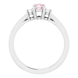 14K Gold Oval Natural Pink Morganite & Natural Diamond Accented Ring – 6x4mm - White Gold - view 2