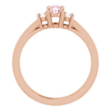 14K Gold Oval Natural Pink Morganite & Natural Diamond Accented Ring – 6x4mm - Rose Gold - view 2