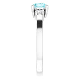 14K Gold Round Natural Blue Zircon & Natural Diamond Accented Ring - White Gold - view 5