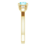 14K Gold Round Natural Blue Zircon & Natural Diamond Accented Ring - Yellow Gold - view 4