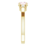 14K Gold Oval Natural Pink Morganite & Natural Diamond Accented Ring – 6x4mm - Yellow Gold - view 4