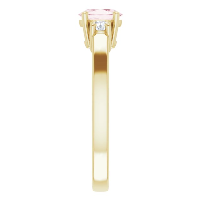 14K Gold Oval Natural Pink Morganite & Natural Diamond Accented Ring – 6x4mm - Yellow Gold - view 4