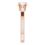 14K Gold Oval Natural Pink Morganite & Natural Diamond Accented Ring – 6x4mm - Rose Gold - view 4