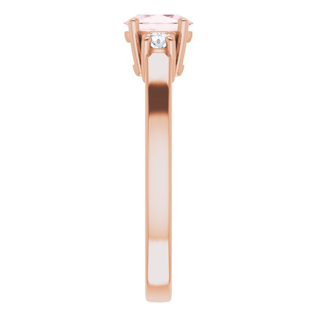 14K Gold Oval Natural Pink Morganite & Natural Diamond Accented Ring – 6x4mm - Rose Gold - view 4