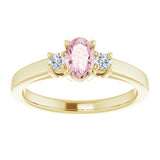 14K Gold Oval Natural Pink Morganite & Natural Diamond Accented Ring – 6x4mm - Yellow Gold - view 3