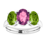 14K Gold Round Aquamarine Three-Stone Ring - view 6