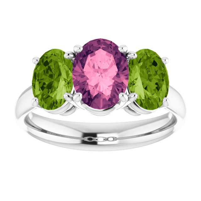 14K Gold Round Aquamarine Three-Stone Ring - view 6