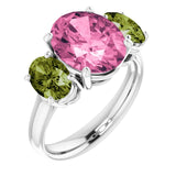 14K Gold Round Aquamarine Three-Stone Ring - view 4