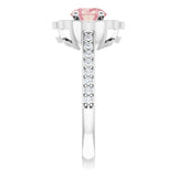 14K Gold Oval Natural Peach Morganite & Natural Diamond Vintage-Inspired Ring - White Gold - view 4