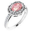 14K Gold Oval Natural Peach Morganite & Natural Diamond Vintage-Inspired Ring - White Gold