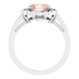 Platinum Oval Natural Peach Morganite & Natural Diamond Vintage-Inspired Ring - view 2