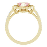 14K Gold Oval Natural Peach Morganite & Natural Diamond Vintage-Inspired Ring - Yellow Gold - view 2