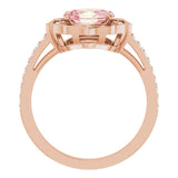 14K Gold Oval Natural Peach Morganite & Natural Diamond Vintage-Inspired Ring - Rose Gold - view 2