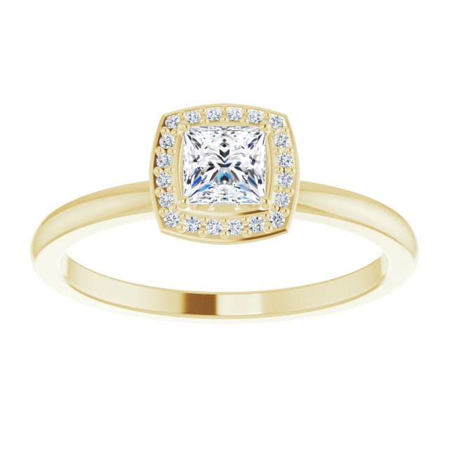 14K Gold Square Natural Diamond Halo-Style Ring - Yellow Gold - view 8