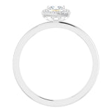 14K Gold Square Natural Diamond Halo-Style Ring - White Gold - view 7