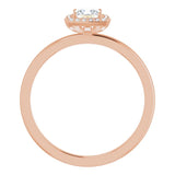 14K Gold Square Natural Diamond Halo-Style Ring - Rose Gold - view 8