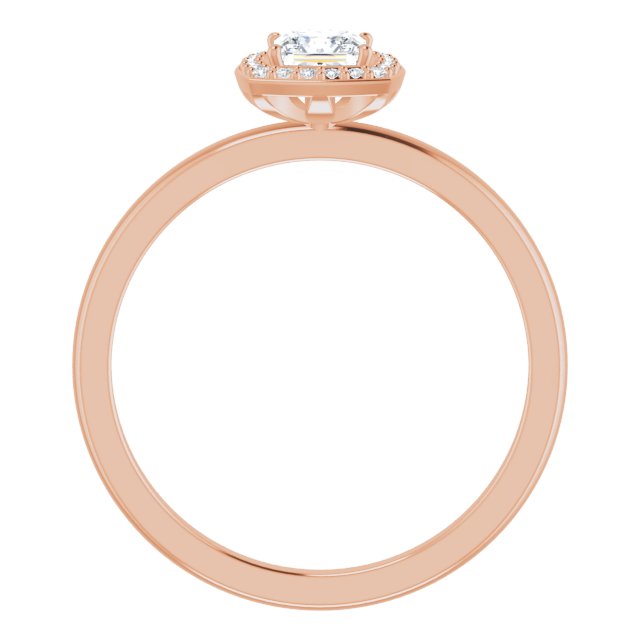 14K Gold Square Natural Diamond Halo-Style Ring - Rose Gold - view 8