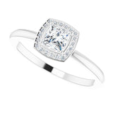 Platinum Square Natural Diamond Halo-Style Ring - view 12